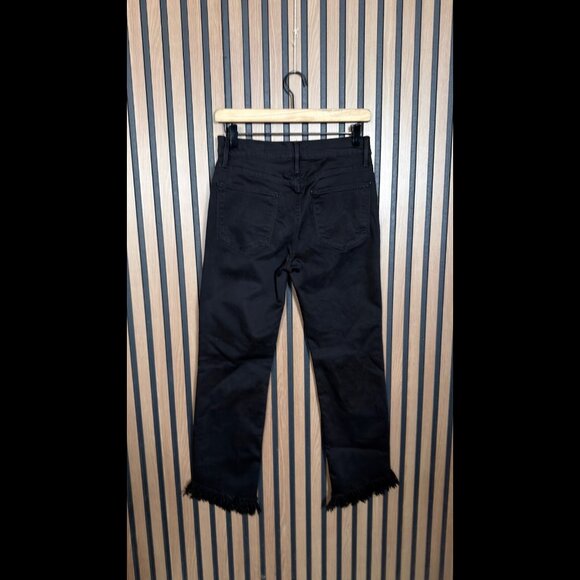 Frame Jeans 27 Womens Black Le High Straight Noir Frayed Hem High Waist Stretch - Picture 2 of 8